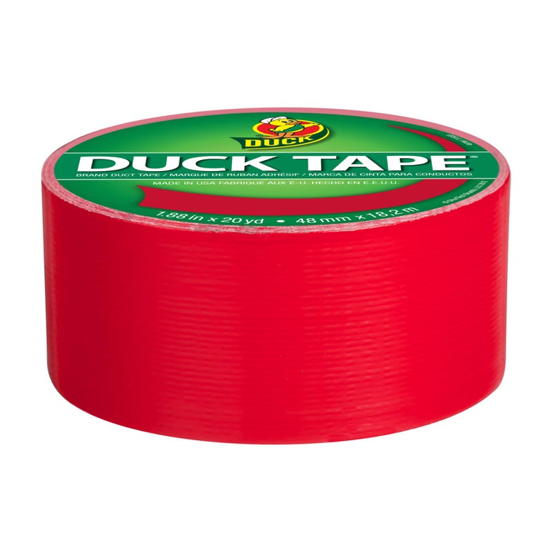 Duck شريط لاصق ملون من دك براند 1265014، أحمر، 1.88 بوصة × 20 ياردة، لفة واحدة - Image 2